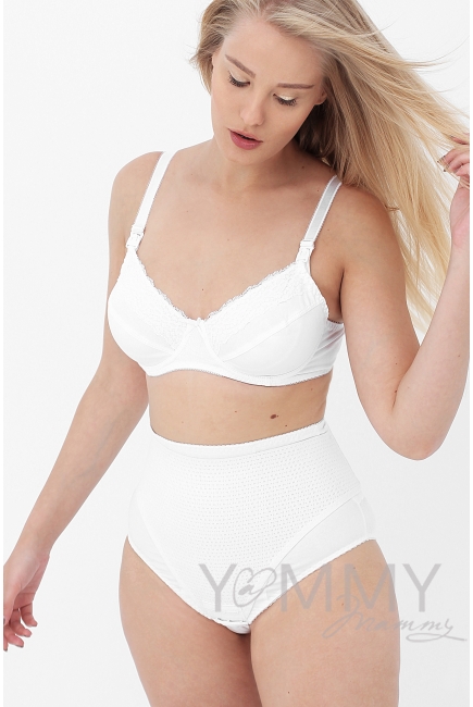 Бюстгальтер для беременных и кормящих с кружевной вставкой, цвет белый