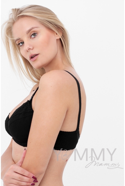 Бюстгальтер для кормления и беременных на каркасе, черный