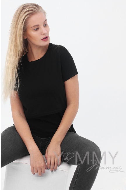 Футболка для кормящих и беременных, черная
