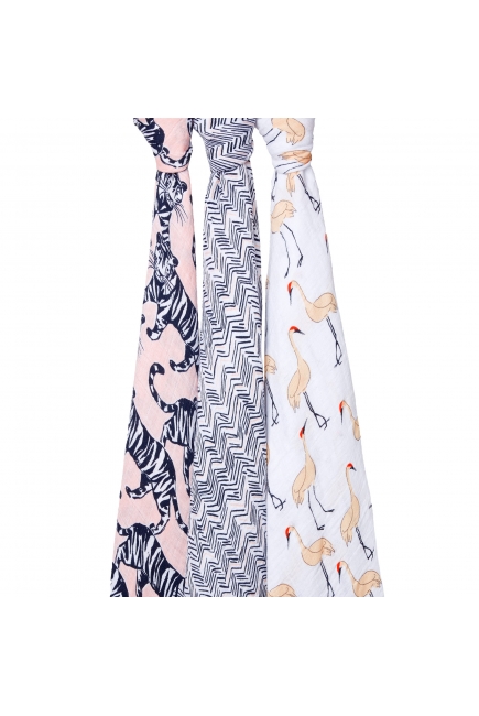 Муслиновые пеленки для новорожденных Aden&Anais, большие, набор 3, White Label Pacific Paradise