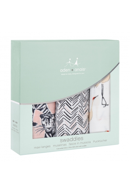 Муслиновые пеленки для новорожденных Aden&Anais, большие, набор 3, White Label Pacific Paradise