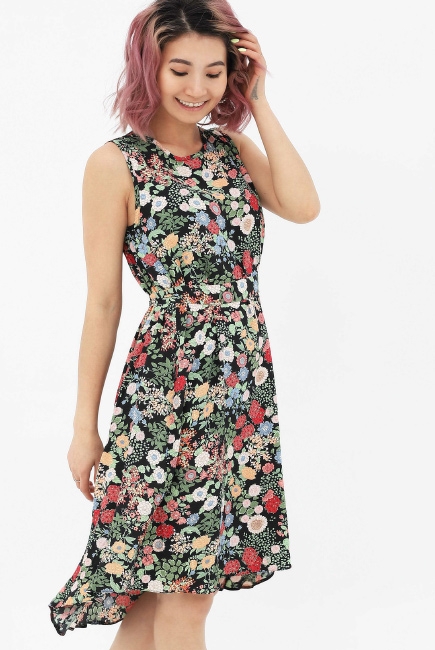 Платье-сарафан для беременных и кормящий, цвет черный/цветы