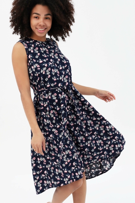 Сарафан для беременных и кормящих с цветочным принтом, синее