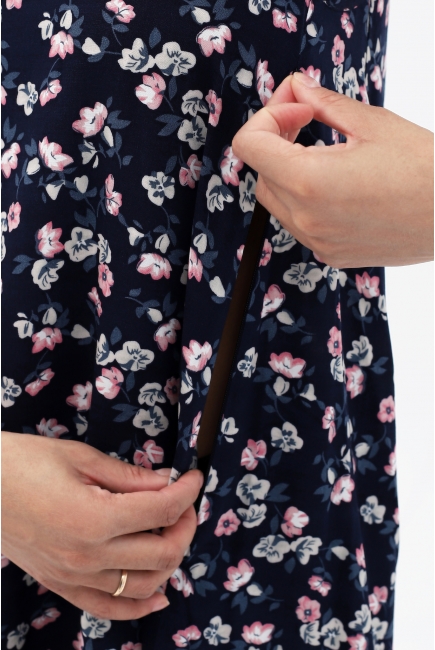 Сарафан для беременных и кормящих с цветочным принтом, синее