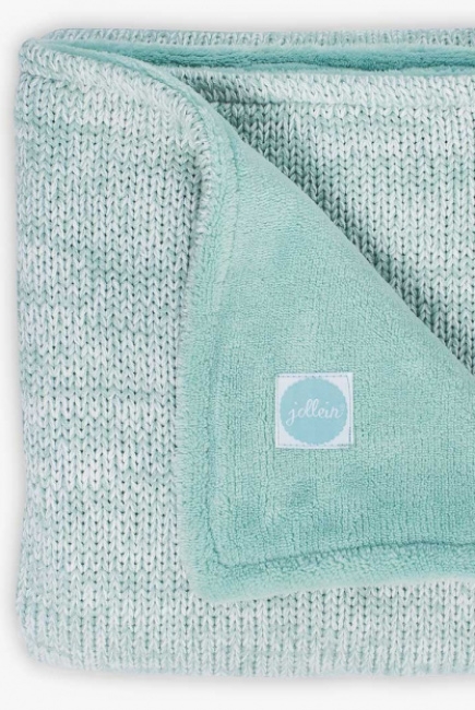 Вязаный плед для новорожденного с мехом Jollein Melange, зеленый, средний