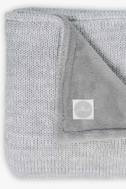 Плед для новорожденного вязаный с мехом Jollein Melange, серый, средний