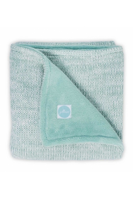 Вязаный плед для новорожденного с мехом Jollein Melange, зеленый, средний