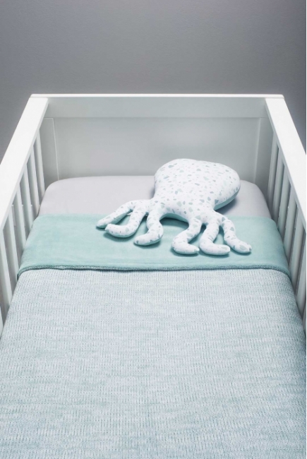 Вязаный плед для новорожденного с мехом Jollein Melange, зеленый, средний