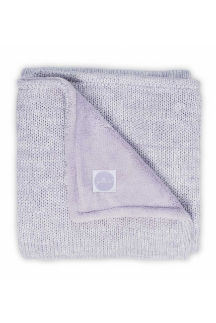 Плед для новорожденных вязаный с мехом Jollein Melange, лиловый, средний