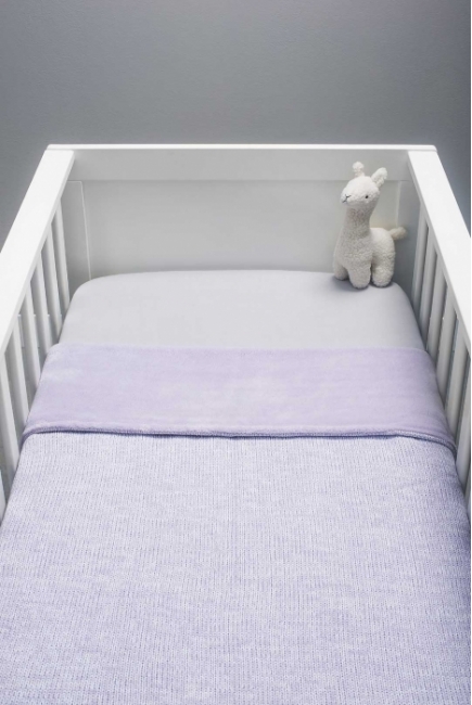 Плед для новорожденных вязаный с мехом Jollein Melange, лиловый, средний