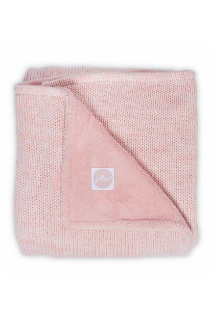 Вязанный плед для новорожденных с мехом Jollein Melange, розовый, средний