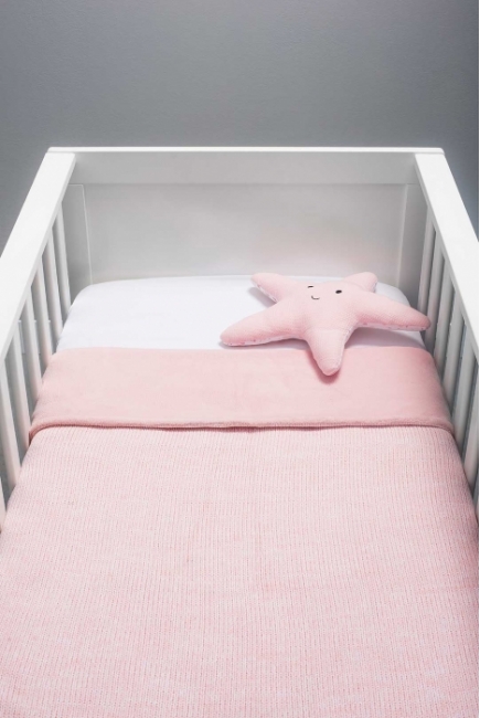 Вязанный плед для новорожденных с мехом Jollein Melange, розовый, средний