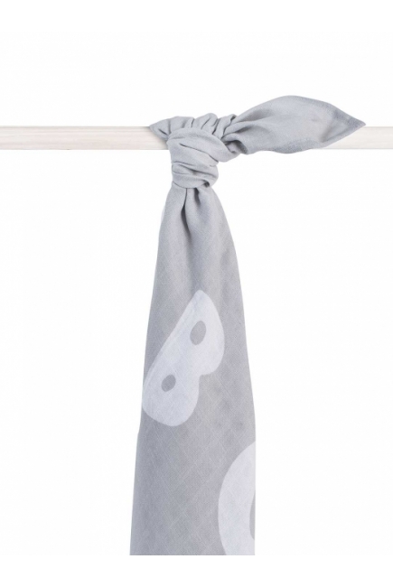 Пеленка/простынь муслиновая для новорожденного Jollein большая, ABC, Soft Grey