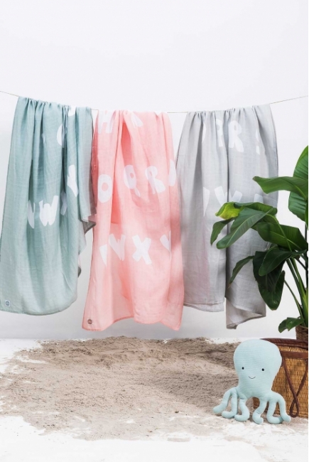 Муслиновая пеленка/простынь для новорожденного Jollein большая, ABC, Stone Green