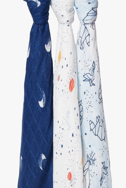 Пеленки бамбуковые для новорожденных Aden&Anais большие, набор 3, White Label Stargaze