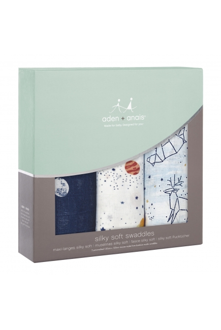 Пеленки бамбуковые для новорожденных Aden&Anais большие, набор 3, White Label Stargaze