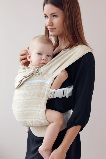 Эрго рюкзак шарфовый с бамбуком Карауш растущий 4x4, Adel Baked Milk