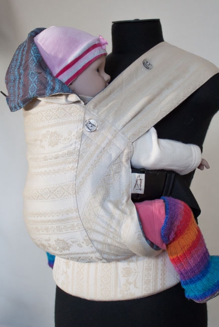 Эрго рюкзак шарфовый с бамбуком двусторонний Карауш, Adel Baked Milk/Turqouise