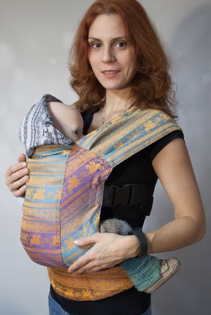 Эрго рюкзак шарфовый с бамбуком двусторонний Карауш, Adel Elegance/Kuzma Rainbow Opal