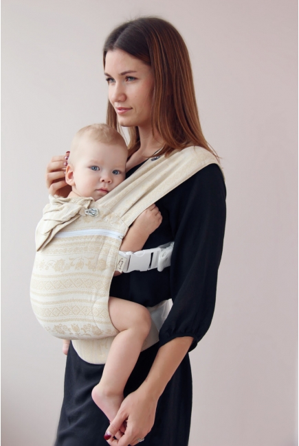 Эрго рюкзак шарфовый с бамбуком Карауш растущий 4x4, Adel Baked Milk