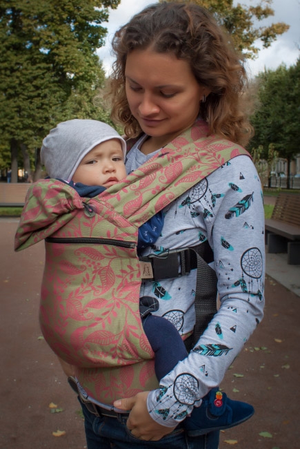 Эрго рюкзак шарфовый Карауш растущий, Leaves Purple