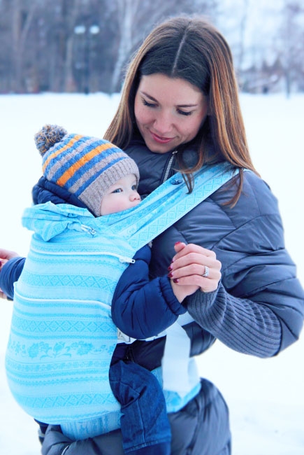 Эрго рюкзак шарфовый с бамбуком Карауш растущий 4x4, Adel Sky