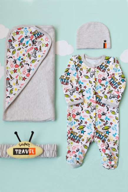 Комплект на выписку летний, Cosmos (4 предмета)