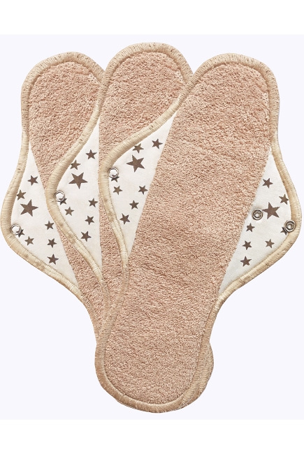 Набор 3 шт. ночных многоразовых женских прокладок, миндаль