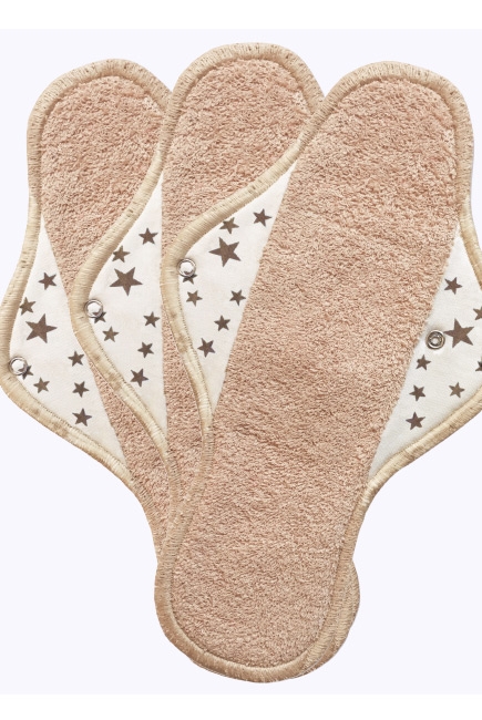 Набор 3 шт. ночных многоразовых женских прокладок, миндаль