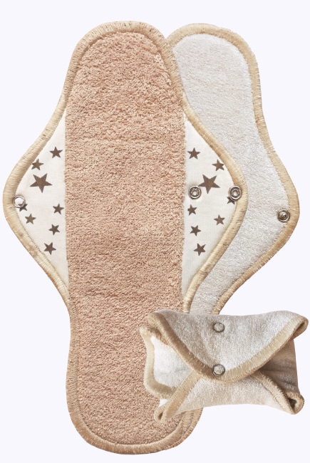 Набор 3 шт. ночных многоразовых женских прокладок, миндаль