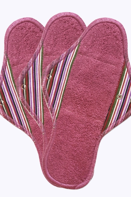 Набор 3 шт. ночных многоразовых женских прокладок, полоска бордо