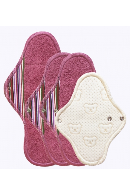 Набор женских гигиенических многоразовых прокладок для критич.дней, полоска бордо