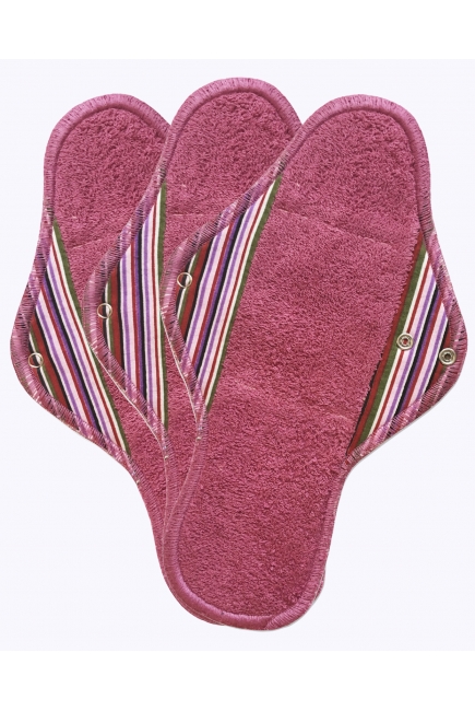 Набор 3 шт. ночных многоразовых женских прокладок, полоска бордо