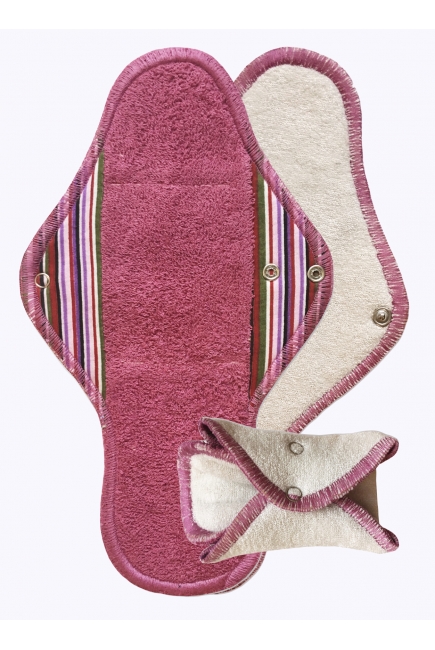 Набор 3 шт. ночных многоразовых женских прокладок, полоска бордо