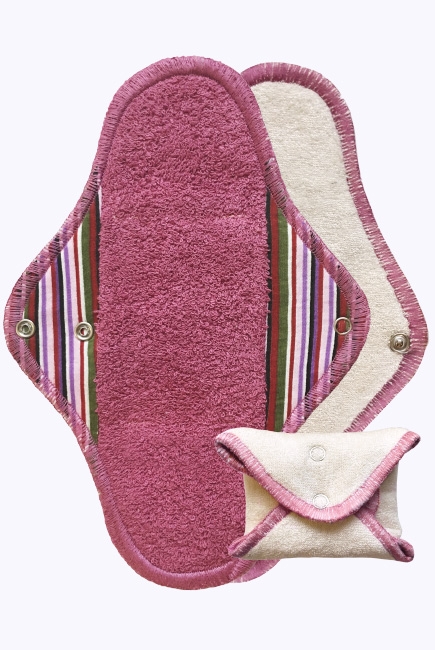 Многоразовая женская гигиеническая прокладка: "Регуляр", полоска бордо