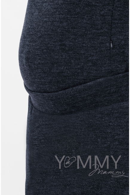 Костюм для кормящих и беременных утепленный джемпер + юбка, темно-синий меланж