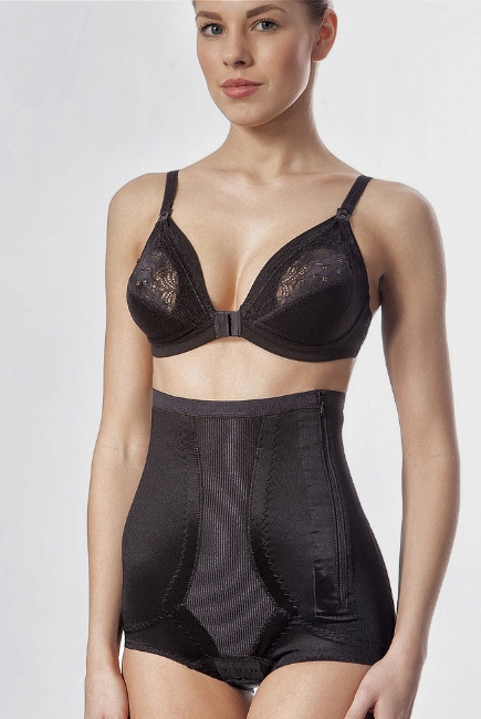 Бандаж трусы послеродовой высокий с косточками (корсет), черный