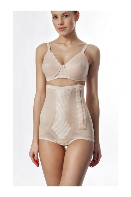 Бандаж трусы послеродовой высокий с косточками (корсет), бежевый