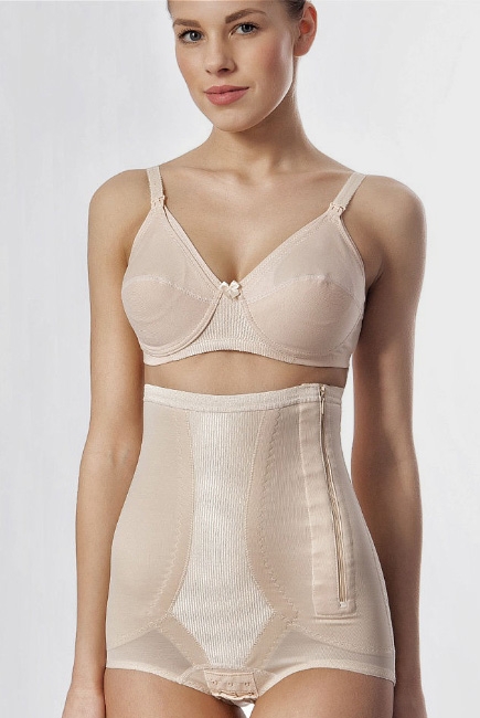 Бандаж трусы послеродовой высокий с косточками (корсет), бежевый