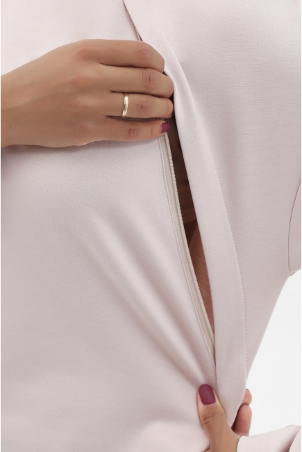 Костюм для беременных и кормящих утепленный джемпер + юбка, пудровый