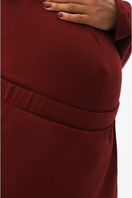 Костюм для беременных и кормящих утепленный джемпер + юбка, бордовый