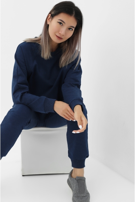 Костюм для кормящих и беременных из футера, цвет темно-синий меланж