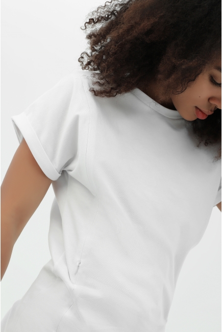 Футболка для кормящих и беременных с вертикальными молниями - белый