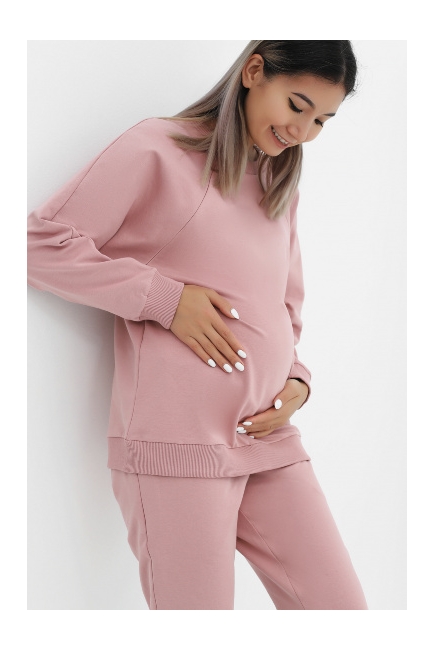 Костюм для кормящих и беременных из футера, розовый