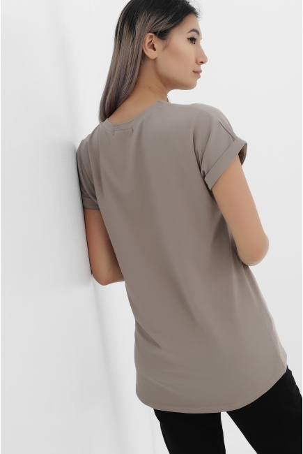 Футболка для беременных и кормящих с вертикальными молниями, цвет бежевый