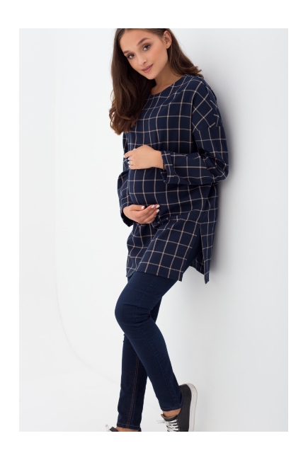 Туника для кормящих и беременных в клетку, цвет синий