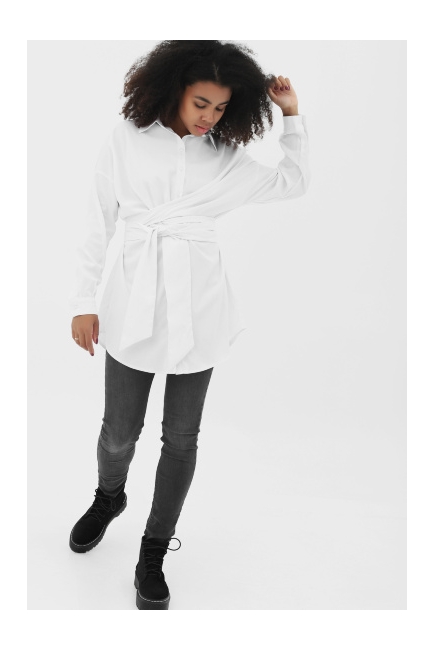 Рубашка для кормящих и беременных на завязках, цвет белый