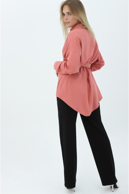 Рубашка для кормящих и беременных на завязках, коралловая