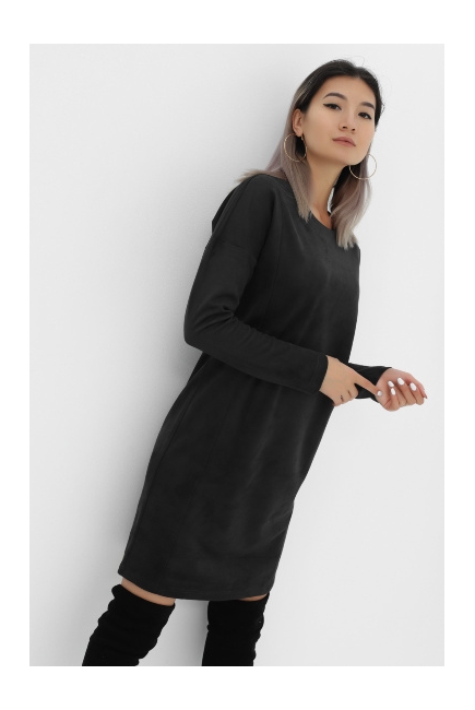 Платье для кормящих и беременных замшевое, темно-серое