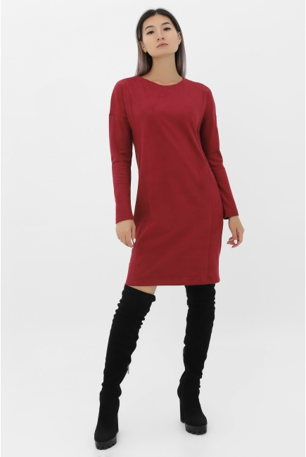 Платье для кормящих и беременных замшевое, гранат